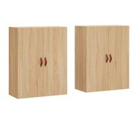 Qnhdfrt Lot de 2 buffets muraux en chêne Sonoma - 69,5 x 34 x 90 cm chacun - En bois robuste avec un design moderne et beaucoup d'espace de rangement pour le salon, le couloir et la chambre à coucher