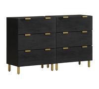 Qnhdfrt Lot de 2 buffets noirs en bois avec pieds en métal et poignées pratiques - Armoire de rangement polyvalente pour cuisine, salle de bain, salon et jardin - 60 x 33 x 75 cm