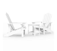 Qnhdfrt Lot de 2 Chaises Adirondack de Jardin avec Table Blanche Fauteuils de Patio Extérieur en PEHD Ensemble Mobilier Robuste pour Terrasse Balcon Cour