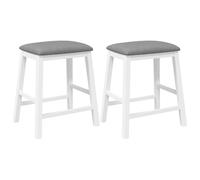 Qnhdfrt Lot de 2 chaises de bar - Blanc et gris - Avec coussin en bois massif d'hévéa - 52 x 41 x 63 cm - Tabouret de cuisine confortable avec dossier - Design moderne pour cuisine, salle à manger
