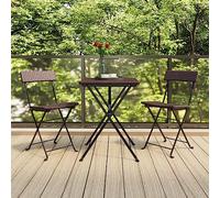 Qnhdfrt Lot de 2 chaises de bistrot pliantes - Marron - Cadre en acier - En rotin synthétique - Robuste - Pour terrasse, balcon, camping