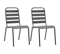 Qnhdfrt Lot de 2 chaises de jardin empilables en acier gris foncé - Robustes et résistantes aux intempéries - Empilables pour terrasse, jardin, balcon