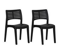 Qnhdfrt Lot de 2 Chaises de Jardin en Polypropylène Anthracite, Chaise Extérieur Empilable pour Terrasse Balcon et Cour, Siège de Pique-Nique Confortable et Léger, 50x51x82 cm