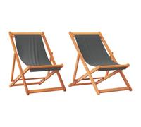 Qnhdfrt Lot de 2 chaises de plage pliables en bois d'eucalyptus massif résistant aux intempéries - Gris - 60 x 127 x 95 cm - Pour jardin, balcon, camping et plage