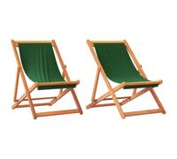 Qnhdfrt Lot de 2 chaises de plage pliantes vertes en bois d'eucalyptus massif - 60 x 127 x 95 cm - 3 positions réglables - Peu encombrantes - Pliable - Avec tressage robuste - Pour jardin, balcon