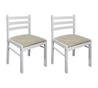 Qnhdfrt Lot de 2 Chaises de Salle à Manger en Bois d'Hévéa Massif, Chaises Classiques avec Dossier Carré et Siège Rembourré en Velours de Polyester pour Cuisine et Salon, Couleur Blanc