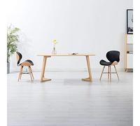 Qnhdfrt Lot de 2 chaises de salle à manger, en cuir synthétique noir et bois d'éveil, chaises de cuisine, modernes, avec grand confort d'assise pour salle à manger et salon