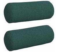 Qnhdfrt Lot de 2 Coussins d'Accent Cylindriques Vert Foncé Ø 15 x 40 cm, Coussins de Soutien Déhoussables en Tissu avec Fermeture Éclair pour Canapé, Lit, Salon et Bureau