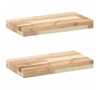 Qnhdfrt Lot de 2 étagères flottantes en bois d'acacia non traité - Design moderne - Pour salon, cuisine, salle de bain, bureau - 60 x 20 cm