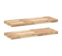 Qnhdfrt Lot de 2 étagères flottantes en bois massif d'acacia non traité - Construction robuste - Pour cuisine, salle de bain, salon, chambre à coucher - 80 x 30 x 4 cm