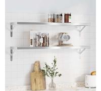 Qnhdfrt Lot de 2 étagères murales argentées en acier inoxydable - 100 x 23,5 x 3 cm - Robuste et durable - Peu encombrant - Pour livres, décoration, salon, chambre à coucher, bureau