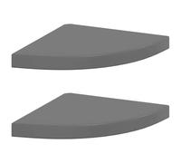 Qnhdfrt Lot de 2 étagères murales d'angle - Gris brillant - 35 x 35 x 3,8 cm - En métal MDF nid d'abeille - Montage invisible - Étagère murale moderne pour livres, décoration, salle de bain, salon