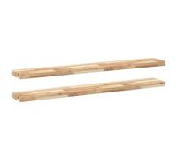 Qnhdfrt Lot de 2 étagères murales en acacia massif - 160 x 20 x 4 cm - Bois non traité - Design moderne - Robuste et durable - Pour cuisine, salle de bain, salon