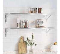 Qnhdfrt Lot de 2 étagères murales en acier inoxydable argenté - 100 x 30 cm - Robuste - Durable - Peu encombrant - Multifonction - Pour salon, chambre, salle de bain, bureau