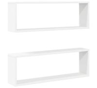 Qnhdfrt Lot de 2 étagères murales en bois - Blanc - 80 x 15 x 26,5 cm - Design cubique moderne - Petite étagère murale robuste pour salon, couloir, chambre à coucher, cuisine, salle de bain