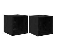Qnhdfrt Lot de 2 étagères murales en chêne noir - 37 x 37 x 37 cm - Petite étagère murale avec 3 étagères - Design moderne - Espace de rangement pour salon, couloir, chambre à coucher