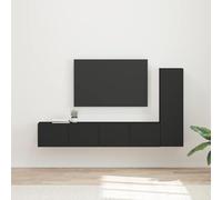 Qnhdfrt Lot de 2 meubles TV noirs en bois - 30 x 31 x 100 cm - Montage mural - Meuble bas moderne avec 3 portes - Pour TV et console de jeux - Peu encombrant - Pour salon, bureau, couloir