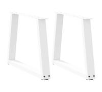Qnhdfrt Lot de 2 pieds de table basse en forme de V - Blanc - 70 x 42-43,3 cm - En acier - Réglable en hauteur - Avec niveleurs de pieds robustes - Vis de fixation incluses