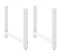 Qnhdfrt Lot de 2 pieds de table de salle à manger, blancs, 100 x 72-73 cm, en acier revêtu par pulvérisation, pieds de meubles carrés modernes avec niveleurs réglables, pieds de table robustes pour