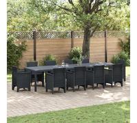Qnhdfrt Lot de 2 tables à manger de jardin extensibles - Anthracite - 350 x 100 x 73 cm - Grande table pour terrasse et balcon - Espace pour 10 personnes - Acier revêtu par pulvérisation mat
