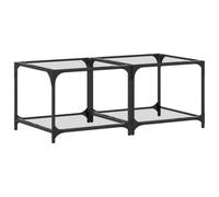 Qnhdfrt Lot de 2 Tables Basses en Verre Transparent et Acier, Bout de Canapé Design Moderne 50x50x40 cm, Petites Tables Gigognes Carrées pour Salon et Bureau