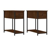 Qnhdfrt Lot de 2 Tables de Chevet Chêne Marron 30x60x60 cm - Bout de Canapé Moderne en Bois d'Ingénierie et Métal - Tables d'Appoint Robustes avec Pieds Réglables pour Chambre et Salon