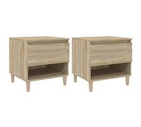 Qnhdfrt Lot de 2 tables de chevet, console de chevet au design moderne, table d'appoint pour chambre à coucher, aspect chêne Sonoma, construction solide en bois d'eucalyptus, 50 x 46 x 50 cm