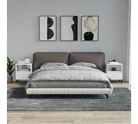 Qnhdfrt Lot de 2 tables de chevet en bois blanc avec pieds en métal - 40 x 35 x 50 cm - Design moderne avec tiroir et compartiment de rangement - Pour chambre à coucher, salon, couloir