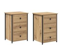 Qnhdfrt Lot de 2 Tables de Chevet en Bois Marron 40x36x60 cm - Cabinet de Nuit Moderne avec Tiroirs de Rangement pour Chambre à Coucher - Petit Meuble d'Appoint Rectangulaire Design Élégant