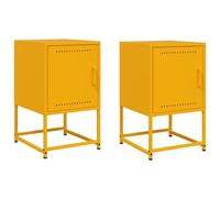 Qnhdfrt Lot de 2 Tables de Chevet Jaune Moutarde 36x39x60,5 cm - Table de Nuit Style Industriel en Acier - Petite Commode d'Appoint avec Grand Espace de Rangement pour Chambre et Salon