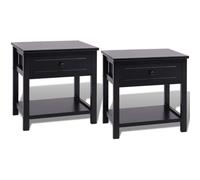 Qnhdfrt Lot de 2 tables de chevet modernes en bois noir avec tiroir et compartiment de rangement inférieur, table d'appoint pour chambre à coucher, commode, 40 x 29 x 42 cm