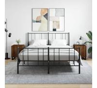 Qnhdfrt Lot de 2 tables de chevet modernes marron aspect chêne 40 x 40 x 50 cm avec espace de rangement, porte et pieds en métal pour chambre à coucher, table d'appoint, petite matière en bois