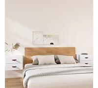 Qnhdfrt Lot de 2 tables de chevet murales en pin massif blanc 50 x 36 x 40 cm avec design élégant - Espace de rangement pratique pour chambre à coucher - Organiseur peu encombrant