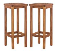 Qnhdfrt Lot de 2 tabourets de bar en acacia massif - 30,5 x 30,5 x 74 cm - Bois traité à l'huile - Robuste - Avec repose-pieds - Pour extérieur, jardin, balcon, terrasse