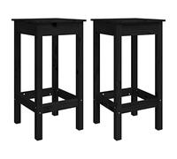 Qnhdfrt Lot de 2 Tabourets de Bar en Bois de Pin Massif Noir, Chaises de Bar Rustiques de 40x40x78 cm pour Cuisine, Salle à Manger et Comptoir de Bistrot sans Dossier