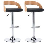 Qnhdfrt Lot de 2 tabourets de bar - En cuir synthétique - Réglable en hauteur - Pivotants - Pieds en bois d'arc - 46,5 x 45 x (80-100,5) cm - Ergonomiques - Pour cuisine, salle à manger, maison, bar