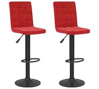 Qnhdfrt Lot de 2 tabourets de bar en velours réglables en hauteur de 102,5 à 124,5 cm - Pivotants à 360 ° - Avec repose-pieds - Bordeaux - Pour salle à manger, cuisine, maison