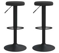 Qnhdfrt Lot de 2 Tabourets de Bar Noir en Velours - Chaise de Bar Pivotante à 360° avec Repose-Pied et Hauteur Réglable par Vérin à Gaz - Siège Confortable pour Cuisine, Comptoir et Îlot Central