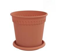 Qnhdfrt Lot de 24 Pots de Fleurs en Plastique Rouge Brique 17x14 cm | 24 cache-pots ronds légers avec trous d'évacuation pour balcon, terrasse et salon, faciles à entretenir.