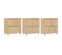 Qnhdfrt Lot de 3 buffets de cuisine - Chêne Sonoma - 180 x 35 x 70 cm - Meuble de rangement - Design moderne et intemporel - Pour salon, couloir ou salle à manger