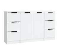 Qnhdfrt Lot de 3 buffets en bois moderne - Blanc - 30/60 x 30 x 70 cm - Buffet de cuisine, couloir, salon avec espace de rangement - Commode multifonction avec tiroirs et portes