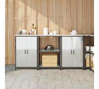 Qnhdfrt Lot de 3 étagères de rangement de cuisine - Argent - 180 x 50 x 92 cm - En acier galvanisé - Étagère de cuisine industrielle avec 2 armoires - Pour cuisine, garage, salon, espace de rangement