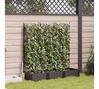 Qnhdfrt Lot de 3 jardinières avec treillis marron 120 x 40 x 125,5 cm - Jardinière surélevée en résine naturelle pour balcon, terrasse, jardin