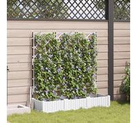 Qnhdfrt Lot de 3 jardinières blanches avec treillis - 120 x 40 x 125,5 cm - Jardinière surélevée robuste en plastique pour jardin, balcon, terrasse, intérieur et extérieur