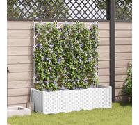 Qnhdfrt Lot de 3 jardinières blanches avec treillis - 120 x 40 x 143 cm - Pour plantes grimpantes - Intérieur et extérieur - Balcon - Jardin - Terrasse - Design moderne