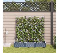 Qnhdfrt Lot de 3 jardinières grises avec système d'irrigation - Jardinière surélevée pour balcon, jardin, extérieur - Avec treillis et design moderne en rotin - 120 x 40 x 126 cm - Pour terrasse
