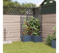 Qnhdfrt Lot de 3 jardinières hautes grises avec système d'irrigation et treillis réglable 80 x 80 x 142 cm pour balcon, jardin, terrasse, surface texturée