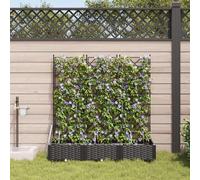 Qnhdfrt Lot de 3 jardinières surélevées avec système d'irrigation et treillis pour balcon, terrasse, jardin, rectangulaire, noir, 120 x 40 x 126 cm, en plastique mat, pour l'intérieur et l'extérieur