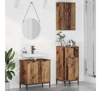 Qnhdfrt Lot de 3 meubles de salle de bain en bois recyclé 39,5 x 36 x 88 cm avec tiroir et étagères - Buffet moderne pour salle de bain, cuisine, couloir