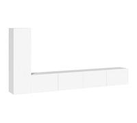 Qnhdfrt Lot de 3 meubles TV bas en bois - Blanc - 100 x 30 x 30 cm et 30,5 x 30 x 110 cm - Meuble TV mural avec beaucoup d'espace de rangement - Design moderne pour salon et chambre à coucher